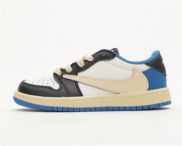 Youth Running Weapon Air Jordan 1 White/Black Low Top Shoes 0056